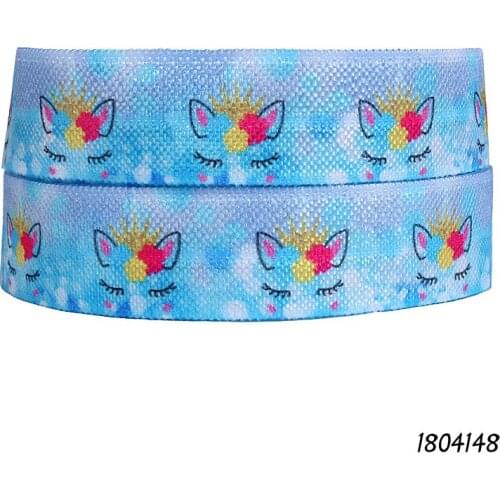 50 yards/lot) Wholesale unicorn printed fold over elastic for headbands
