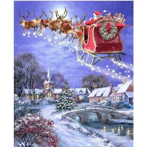 Diamond Painting Santa Claus deer 5D Full Round Drill Diamond Painting Accessories Mosaic Picture Of Rhinestone Christmas Decor