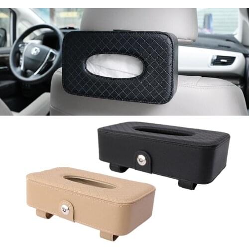 Car tissue box car sun visor hanging rectangle shaped tissue box container tissue holder Black Beige Brown