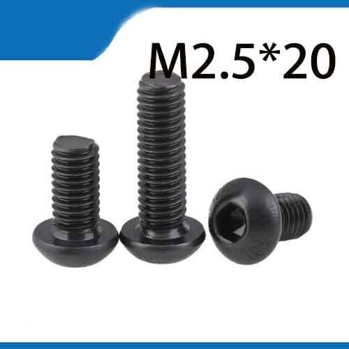 Free shipping 100Pcs M2.5*20 Alloy Steel 10.9 Level Black Hexagon Socket Button Head Screw Furniture Mushroom Cap Hex Bolts