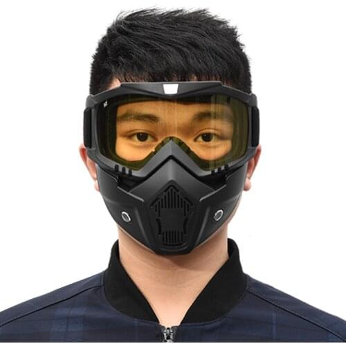 Free Shipping Winter Ski Snowboard Motorcycle Full Face Mask Goggles Glasses Yellow Goggles Adjustable Headband