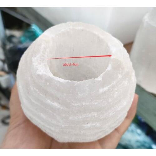1pcs Crystal Selenite Candle Light Holder Natural Gypsum Candlestick Home Decoration Reiki Room Ornament