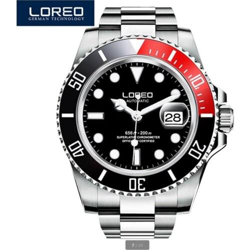 LOREO Automatic Diver Watch 316L Full Steel Waterproof 200m Seagull Mechanical Watches Sapphire Glass mekanik kol saati relogio
