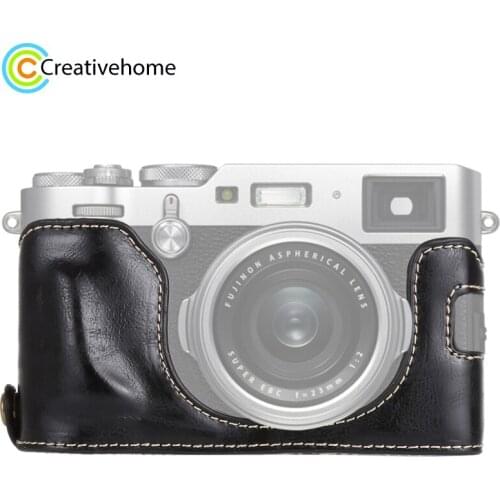 PULUZ 1/4 inch Thread PU Leather Camera Half Case Base for FUJIFILM X100F DSLR Accessories