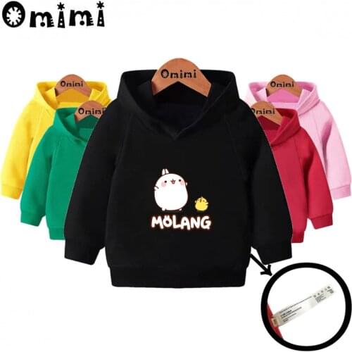 Kids Molang and Piupiu Cartoon Sweatshirts Children Hooded Hoodies Baby Cool Pullover Tops Girls Boys Autumn Clothes,KMT5217