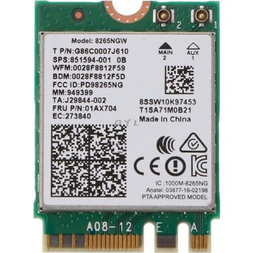 Dual Band Wireless Next Generation Form Factor Wifi Card For Intel 8265 AC AC8265 8265NGW M.2 2.4/5GHz