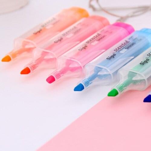 Fluorescent Highlighter Markers Pen Candy Color Scented Highlighters High-capacity School Supplies Japanese Stationery