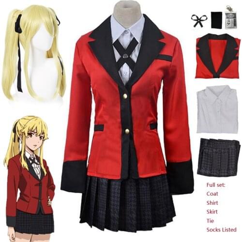 Anime Kakegurui Yumeko Jabami Saotome Meari Cosplay Costume Girls Japanese School Uniform Women Suits Wig