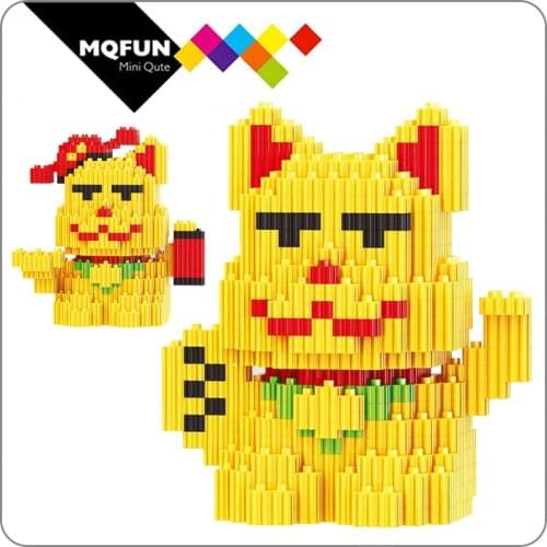 Linkgo Building Blocks Animal LUCKY fortune CAT action figures Mini Block DIY assembly Model Plastic Bricks Educational Toy