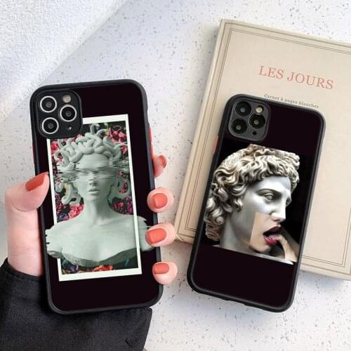 TIDOVE Matte Case For iPhone 12 11 Pro Max XS Max 8 7 Plus X XR SE 2020 Cartoon Art Statue Abstract Camera Protection Back Cover