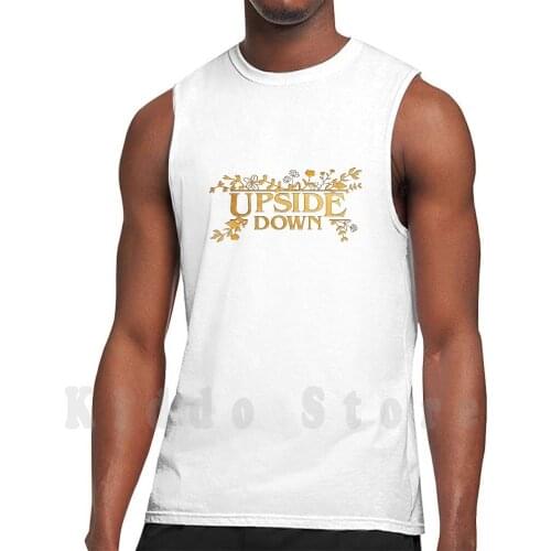 The Upside Down tank tops vest sleeveless Gold Leaf Flower Logo Retro Netflix Golden Leaves Forest Things