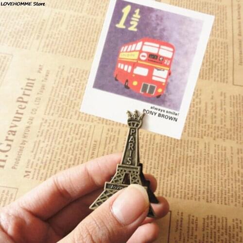 1PC Retro Style Eiffel Tower Metal Clips Photo Bookmark Decoration Clip Clamps Stand Card Desktop Message Crafts Gifts Organizer