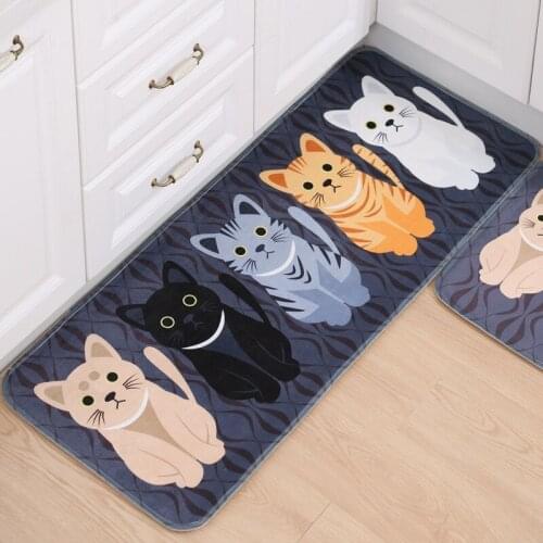 Cute Welcome Floor Mats Animal Cat Printed Kitchen Carpets Doormats Hallway Kitchen Floor Mat for Living Room Anti-Slip Tapete