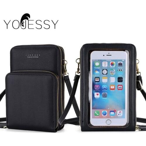 YOJESSY Mini Shoulder Bags Women Multi-functional Touchable Cell Phone Pocket Card Purse Ladies Small Bag Messenger Bag