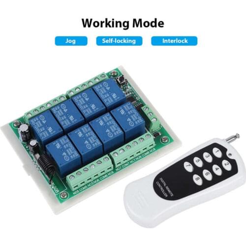 Multi‑function 8‑way Learning Remote Control Switch Wireless Relay Switch Receiver Replacement