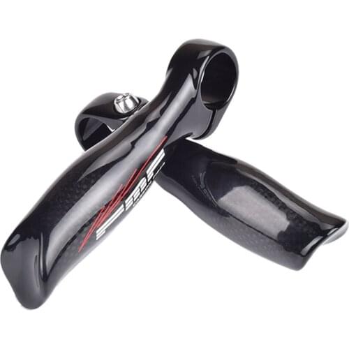 Bike Handlebar End Carbon Fiber 22.2mm Cycling Grip Non-slip Adjustable Bicycle Hand Bar, Bright Black