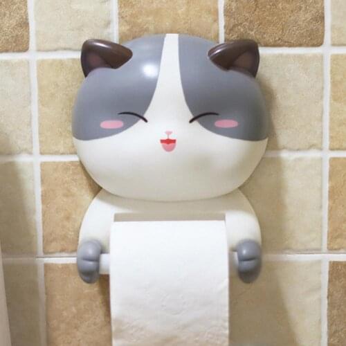1 Pcs Toilet Roll Holder Wall-Mounted Tissue Hanger Cute Cat Shape Pvc Creative Roll Paper Rack Home Decor For Kitchen Bathroom
