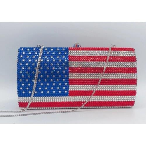 New Arrival Red/Blue/White Diamond Rhinestone Purse High Quality Gemstone Crystal Women Evening Clutch Bag Fashion Ladies Bags