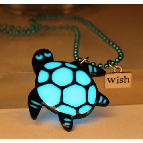 Glowing tortoise Sea turtle Pendant Necklace Glow In The Dark Women Flower Girl Boy Necklace