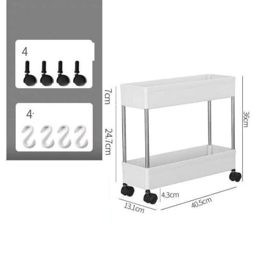 Wonderlife Movable Slotted Shelf Narrow Two Layers Kitchen Products Household Toilet Floor Type Trolley Storage Rack