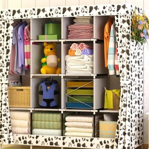 Delivery normal Large size Modern Simple Wardrobe Fabric Folding Cloth Storage Cabinet DIY Assembly Easy Install Reinforcement