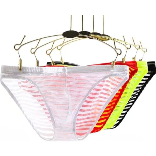 Mens Sexy Underwear Transparent Ultra Thin Boxer Briefs Breathable Underwear Nylon Underpants Male Panties See Through Lingerie