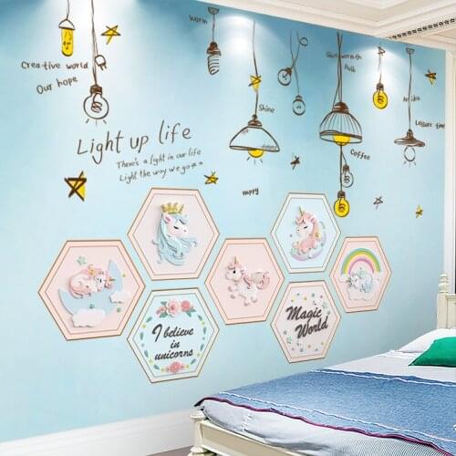 [SHIJUEHEZI] UnicornAnimals Wall Stickers DIY Chandelier Lights Wall Decals for Kids Rooms Living Room Nursery Home Decoration