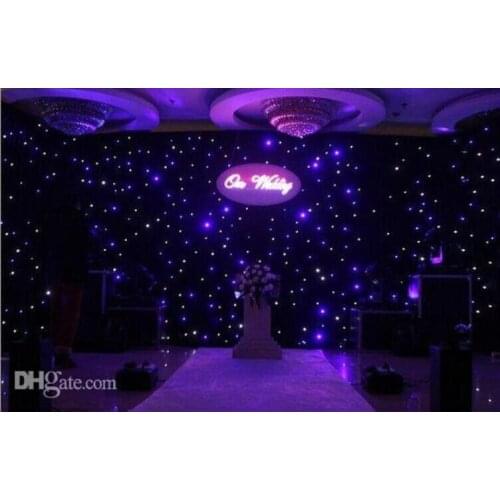 Luxury Blue-White Color LED Star Curtain Wedding Stage Backdrop Cloth With DMX512 Controller For Wedding Decoration Supplies