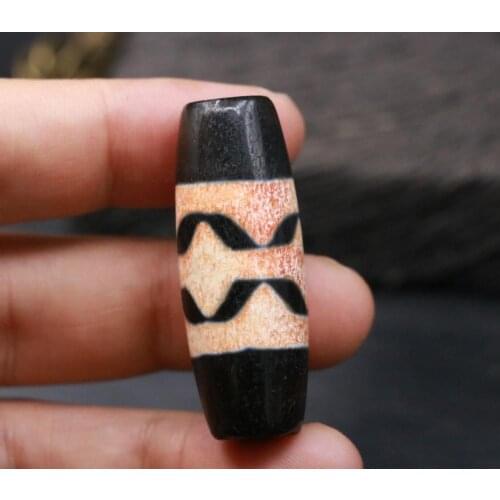 Unique Magic Power Collectible Collectible Magic Tibetan Old Agate Sharp Tiger Tooth Big dZi Bead 45MM Amulet