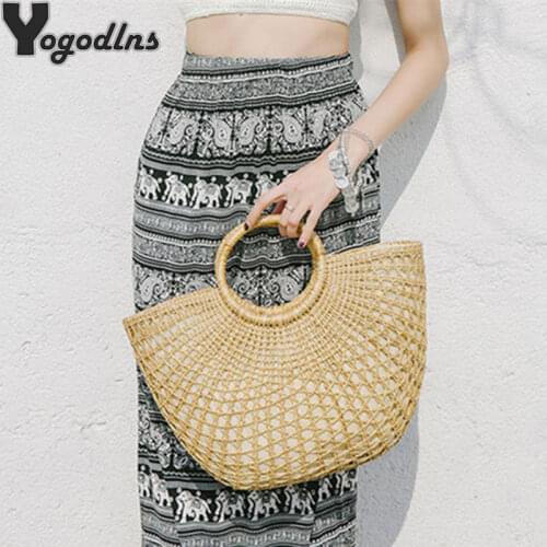 Vintage Straw Bag Round Rattan Bags Handmade Summer Bags Woven Beach Ladies Circle Shoulder Bag Bohemia Girls Travel Handbags