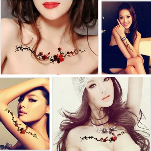 5PCS/lot Temporary Tattoo Sticker Waterproof Clubs Vine Chest Wrist Color Female Tattoo Stickers Fashion