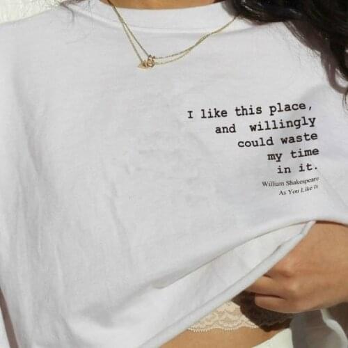 Kuakuayu HJN William Shakespeare Yellow T Shirt Floating Quote I Like This Place, and Willingly Could Waste My Time in it