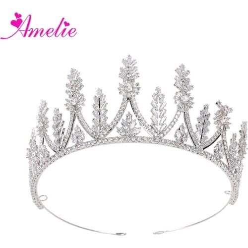 Luxury AAA Cubic Zirconia Crown Wedding Dress Hair Accessories Women Tiara Silver Color Headpiece