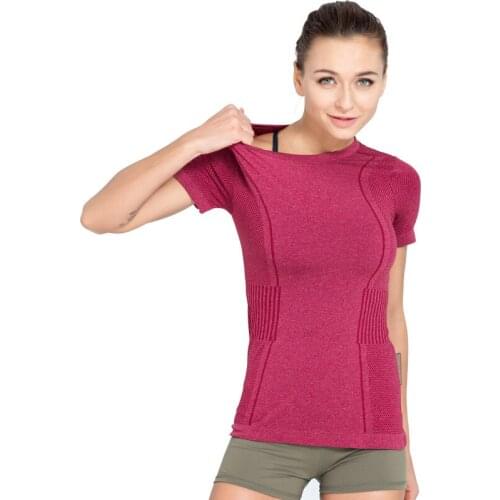 Yoga Short Women Summer T- Shirts Slim Fit For Sports Fitness Yoga Short Sleeve Yoga Top Womens Gym Shirt Sport Wear