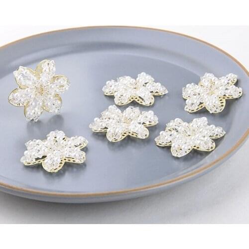 4pcs Fairy style crystal beads Drop Earrings For Women Fashion beads pendant woven hollow flowers round DIY earring material