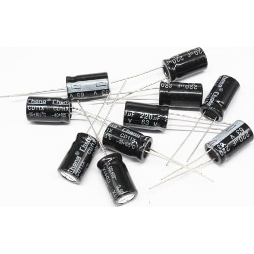 10PCS 63V 220UF 10x17mm 105C Radial high frequency low impedance aluminum electrolytic capacitor 220uf 63v