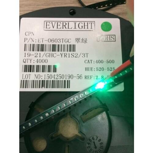 2000Pieces/lot LED bead 0603 emerald SMD patch super bright leds New and original100