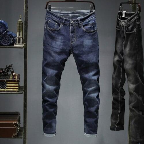 2020 Autumn Winter New Fashion Stretch Denim Trousers Male Brand Straight Pant Plus Size 40 42 44 46