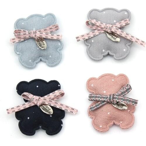 4Pcs DIY Bear Patch for Dress 3D Flowers Applique Dress Decoration Patches for Hair Clothes Craft Supplies Craft Supplies