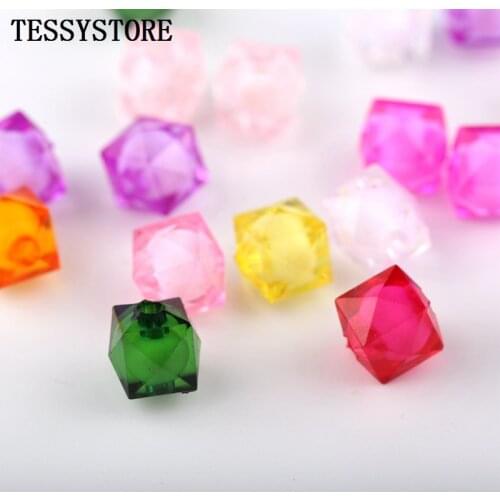 40pcs 10mm Square Acrylic Multi-faceted Beads Colored Plastic Spacer Beads For Jewelry Making Bracelet Handmade Accessories