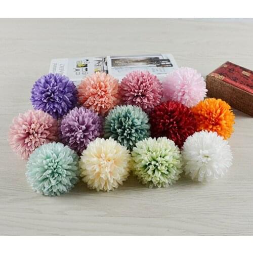 5Pcs Artificial Silk Hydrangea Chrysanthemum Ball Artificial Silk Flower DIY Home Garden Craft Fake Flowers Wedding Party Decor