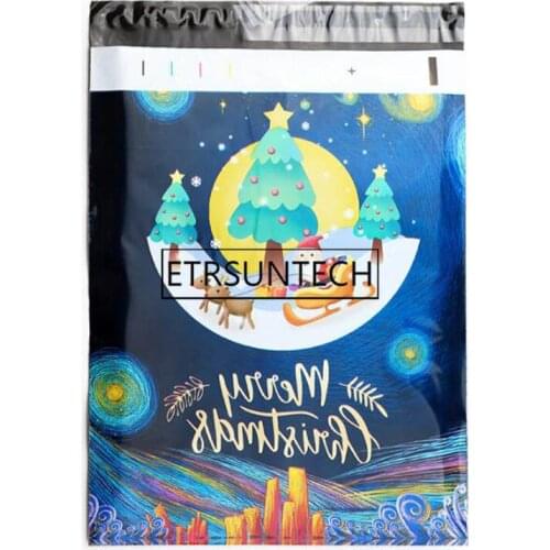 500pcs Christmas Style Mailing Bags Plastic Mailers Bag Poly Mailing Courier Envelope Express Bag 25.5x33+4cm