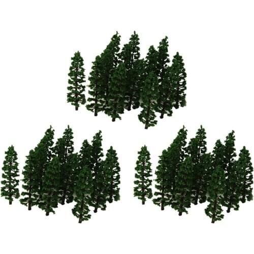 60 Pieces HO 1:100 Plastic Fir Tree Model Train Scenery Landscape, 9cm