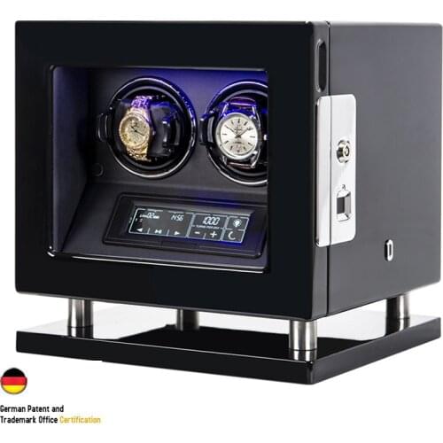 Automatic Watch Winder With 2 Slot Mechanical Watches Wood Box Fingerprint Unlock Quiet Smart Remote Control Touch Screen Boxes