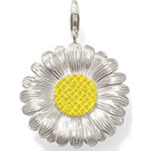 Large Chrysanthemum Mum Pendants Fit Necklace Chain, Most Fashion Glam Good Jewelry Silver Plated Sunflower Pendants for Women