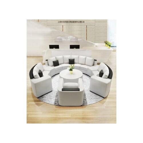 Big sofa Genuine leather creative leather round semi-circular sofa combination hotel office meeting sofa