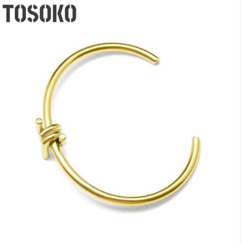 TOSOKO Stainless Steel Jewelry Twisted Knot Bracelet Fashion Opening Bracelet For Women Jewelry Gift BSZ176