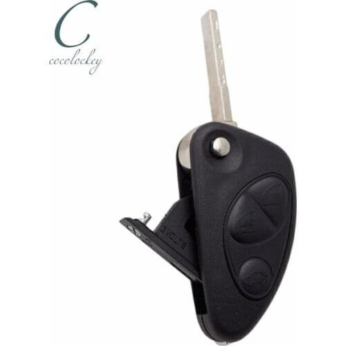 Cocolockey Flip Remote Car Key Shell Fit For alfa romeo 147 156 166 GT Replacement 3button Folding Blank Key Uncut For alfa