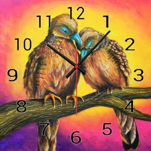 Nordic Decorative Diamond Painting Printing Wall Clocks Hanging Clock Modern Design Animal Bird Home Decor