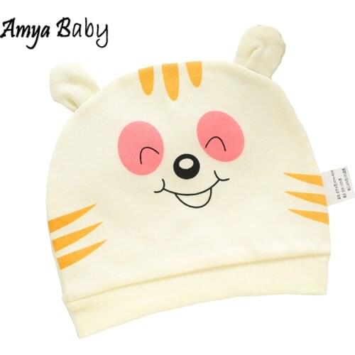 Amya Baby Newborn Baby Cap 100% Cotton Unisex Baby Caps For Boys Girls Cartoon Newborn Hat Boy Girl Hats Caps Baby Acccessories